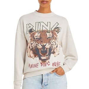 Anine Bing Tiger Sweatshirt in Stone - Small